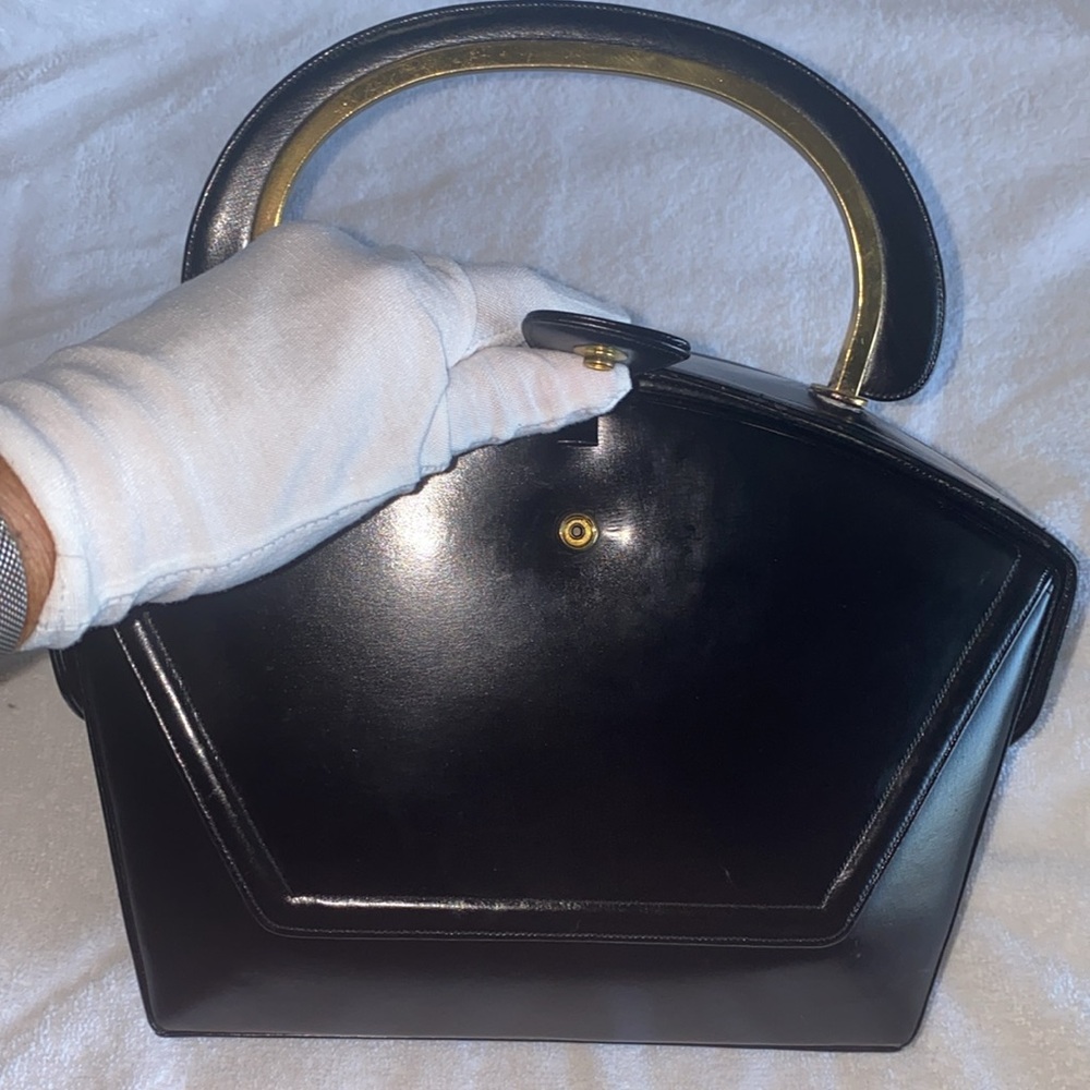 π₯β€οΈππ» EUC Coblentz Original 1950s Vintage Black Structured Handbag ππ»β€οΈπ₯ - Picture 11 of 16
